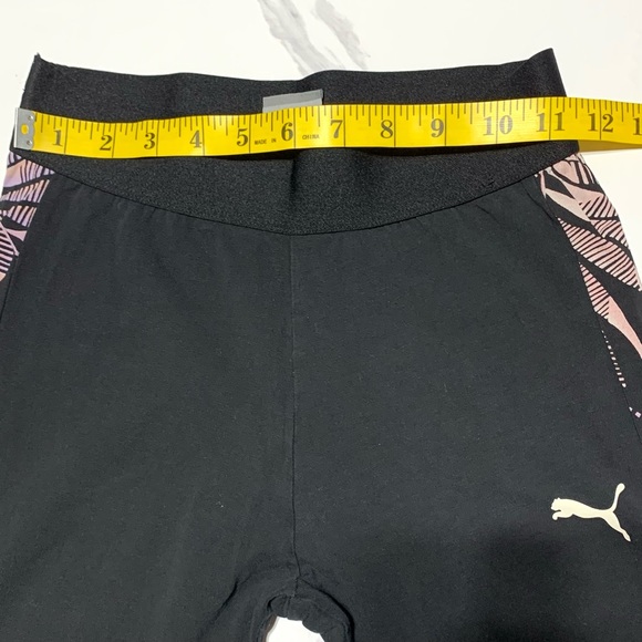 Puma Women’s Black Pink Leaves Print On Sides Lightweight Leggings Size XS/Small - Picture 8 of 12